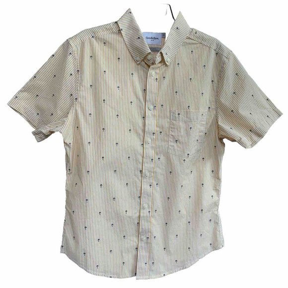 Men’s Good fellow Northrop Button Down Palm Tree Prints M Yellow White - Picture 9 of 9